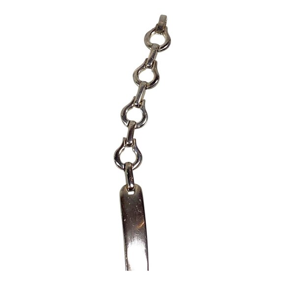 ID Bracelet S/M Silver Plated Blank Name Plate Classic Secretary Hip Hop Vintage - Picture 11 of 16